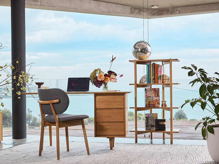 Bastian Desk, Olivia Chair & Olivia Shelves