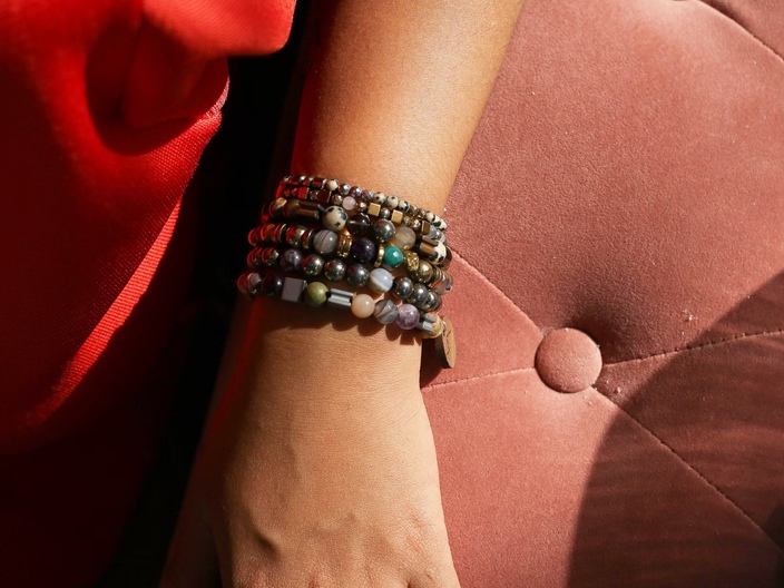 Divine Arte Beaded Gemstone Bracelet Stack
