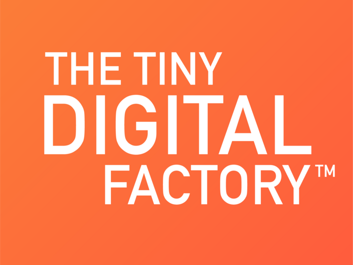 The Tiny Digital Factory Logo Orange BG PNG