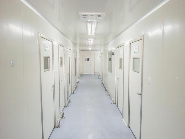 Corridor in Clean Room area, manufacturing facilities in Binhai, China 