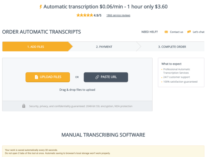 Automatic Transcription (online tool)