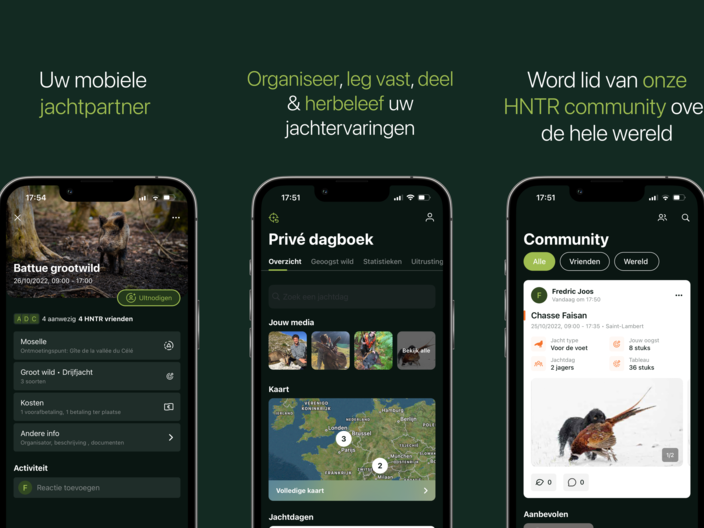 HNTR - app screens - iOS - NL