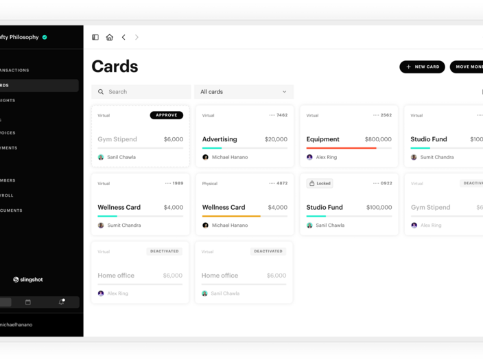 Slingshot's product — Cards view