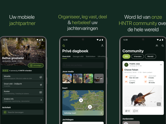HNTR - app screens - Android - NL