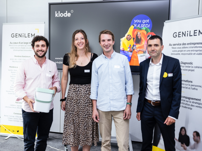 klode°, représentée par Luca Fazzone, Tim Coutherez et Aude Ambrosini, à l'AG de GENILEM (juin 2022) - Crédit photo : Pierre Albouy