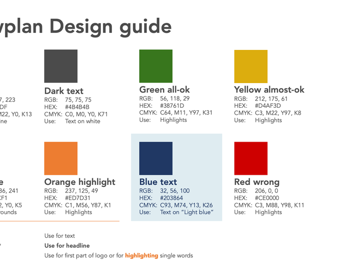 Flowplan fonts and colors