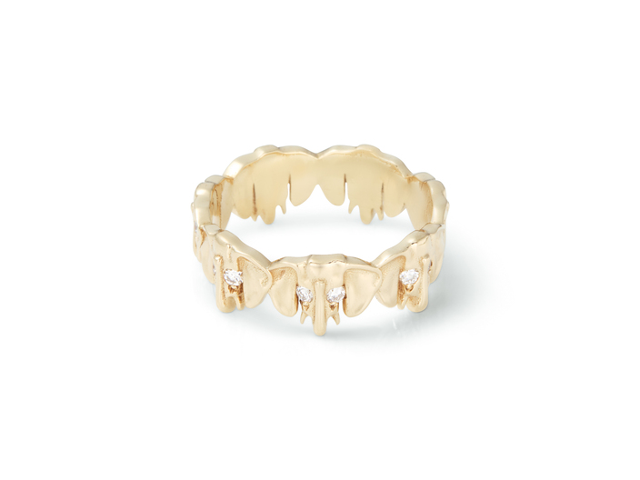 14k Gold Elephant Ring with Diamonds