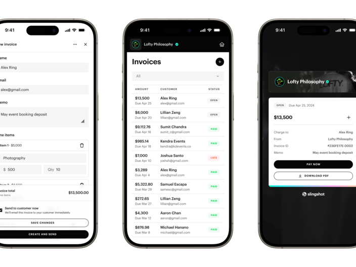 Slingshot's product — Invoicing