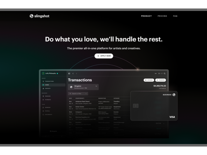 Slingshot's homepage/overview